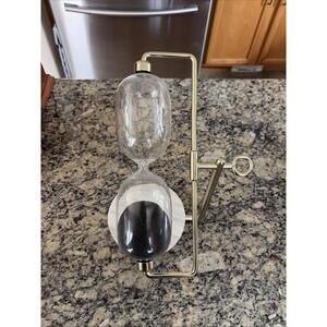 11" Contemporary Hourglass Marble Base Table Top Sand Glass Countdown